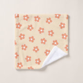 Preppy Peach White Hippie Flower Pattern Bad Handdoek (Wasdoekje)