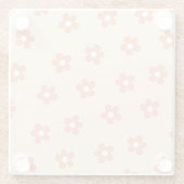 Preppy Peach White Hippie Flower Pattern Glazen Onderzetter (Achterkant)