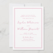 Preppy Peony Pink Striped Wedding Invitation (Devant)