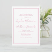 Preppy Peony Pink Striped Wedding Invitation (Debout devant)
