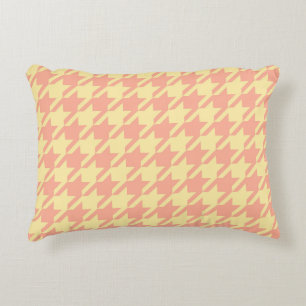 Preppy Pepita Houndstooth Pastel Peach Geel Accent Kussen