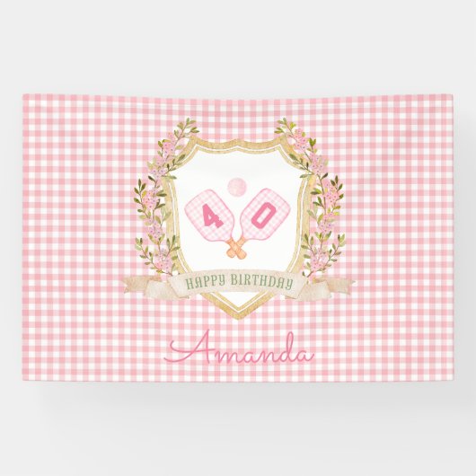 Preppy Pickle Ball | Aangepast verjaardagsjaar Spandoek (Horizontaal)