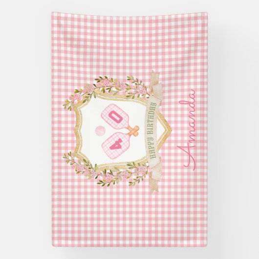 Preppy Pickle Ball | Aangepast verjaardagsjaar Spandoek (Verticaal)