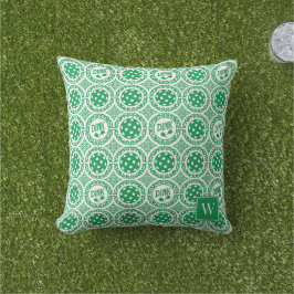 Preppy Pickleball Damask – Green Dink Motif   Buitenkussen