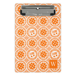 Preppy Pickleball Damask – Orange Dink Motif   Mini Klembord