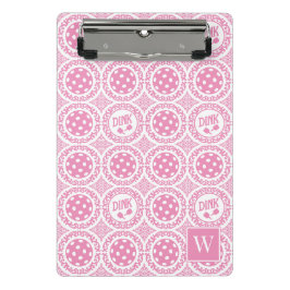 Preppy Pickleball Damask – Pink Dink Motif   Mini Klembord