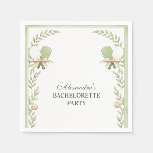 Preppy Pickleball Garden Bachelorette Party Servet (Voorkant)