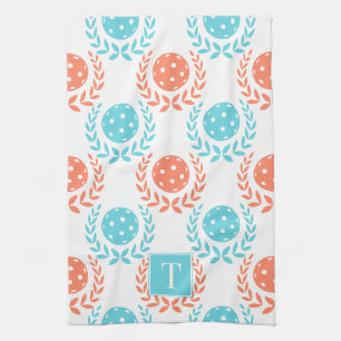 Preppy Pickleball Lauwerkrans - Koraal Turquoise Theedoek