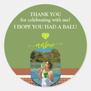 Preppy Pickleball Paddle Foto Dink Verjaardagsfees Ronde Sticker