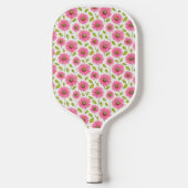 Preppy Pickleball Paddle met roze madeliefjes (Voorkant)