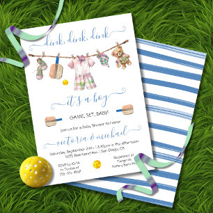 Preppy Pickleball Party Dink Baby shower Kaart