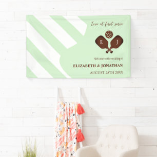 Preppy Pickleball Strepen Bruiloft Spandoek