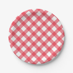 Preppy picknick rood geruite gingham party papieren bordje