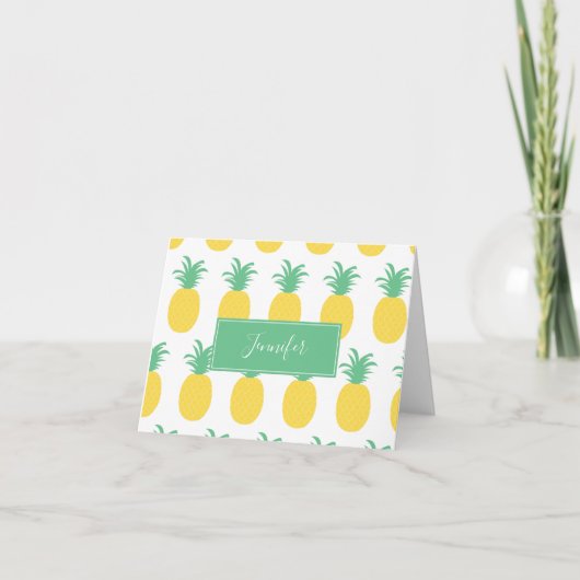 Preppy Pineapple Personalized Stationery Bedankkaart (Voorkant)