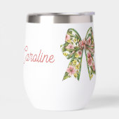 Preppy Pink and Green Floral Bow Personalized (Gauche)