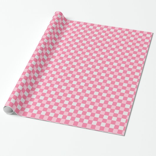 Preppy Pink And White Gingham Cadeaupapier (Uitgerold)