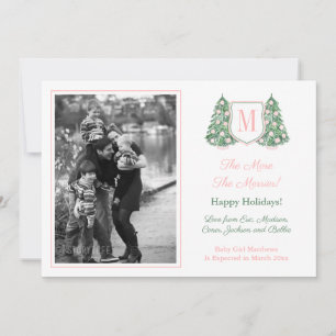 Preppy Pink Baby Girl Feestdagen Zwangerschap Aankondiging