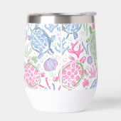 Preppy Pink Blue Sea Turtles (Gauche)