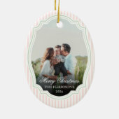 Preppy Pink Bow Christmas Nutcracker 2 Photos Keramisch Ornament (Achterkant)