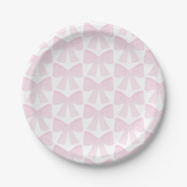 Preppy Pink Bow Grandmillennial Eerste Verjaardag Papieren Bordje