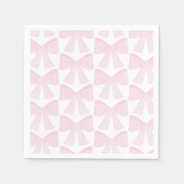 Preppy Pink Bow Grandmillennial Eerste Verjaardag Servet