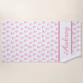 Preppy Pink Bow Trendy Summer Strandlaken (Voorkant)