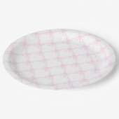 Preppy Pink Bows Trellis Eerste Verjaardag Ribbone Papieren Bordje (Gekanteld)