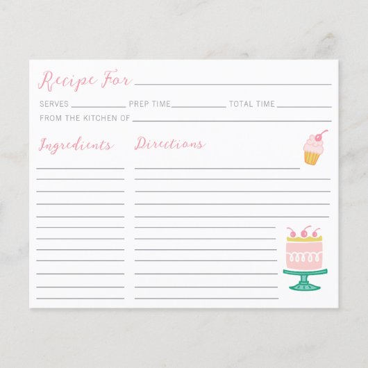 Preppy Pink Cake Cupcake Recept Kaart (Voorkant)