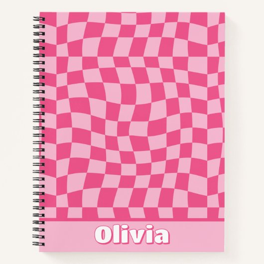 Preppy Pink Checkered Notitieboek (Voorkant)