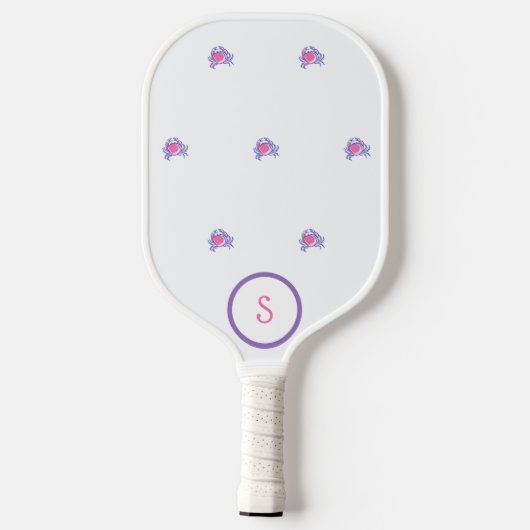Preppy Pink Crab Monogram Pickleball Paddle (Achterkant)