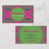 Preppy Pink Damask Visitekaartje (Voorkant / Achterkant)