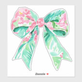 Preppy Pink en Aqua Floral Bow Sticker (Vel)