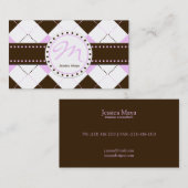 Preppy Pink en Brown Checker Patronen Visitekaartje (Voorkant / Achterkant)