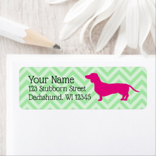 Preppy Pink en Green Dachshund Address Lables Lab Etiket