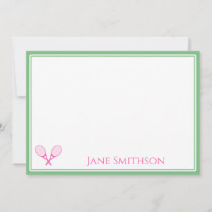 Preppy Pink en Green Tennis Note Card Notitiekaartje