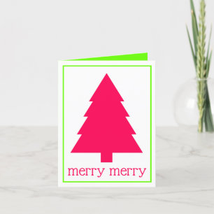 Preppy Pink en Groene Gepersonaliseerde Kerstboom Notitiekaartje