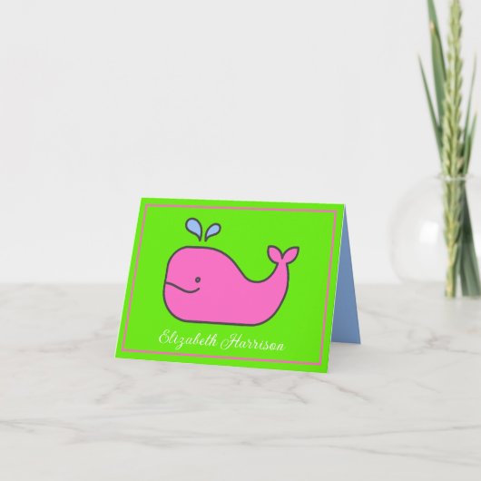 Preppy Pink et Green Whale Personnalisé (Devant)