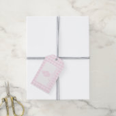 Preppy Pink Ginger Jar Monogram Eerste verjaardag Cadeaulabel (Met Touw)