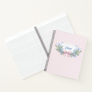 Preppy Pink Gingham Grandmillennial Notitieboek