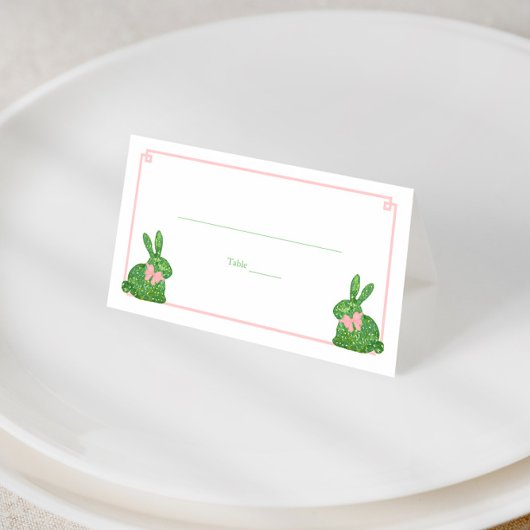 Preppy Pink Green Boxwood Rabbit Easter Brunch