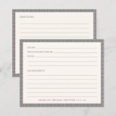 Preppy Pink Green Gingham Shower Recipe Card (Voorkant / Achterkant)
