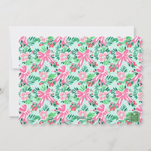 Preppy Pink & Green Palm Beach Kerstboom Feestdagenkaart (Achterkant)