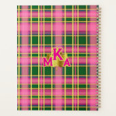 Preppy Pink & Green Plaid | Monogrammed Planner (Achterkant)