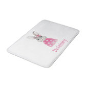 Preppy Pink Heart Bow Bunny Personalized Badmat (Gekanteld)