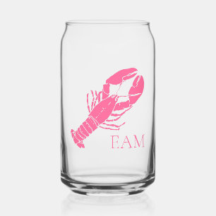 Preppy Pink Lobster Monogram Blikvorm Glas