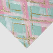 Preppy Pink Mint Gold Glitter Argyle Pattern Tissuepapier (Detail)