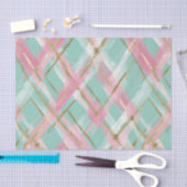 Preppy Pink Mint Gold Glitter Argyle Pattern Tissuepapier (Craft)
