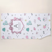 Preppy Pink Monogram Pickleball Gift for Her Strandlaken (Voorkant)