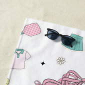Preppy Pink Monogram Pickleball Gift for Her Strandlaken (In situ)