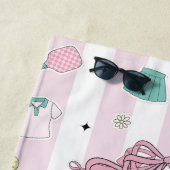 Preppy Pink Monogram Pickleball Gift for Her Strandlaken (In situ)